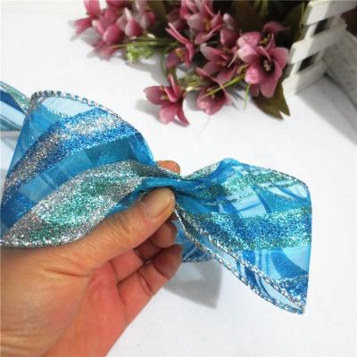 China High Tenacity 13 Colors 2.5 Inch Ribbon Wired Christmas Satin Edged Ribbon For DIY Crafts Wreath Home Decorations for sale