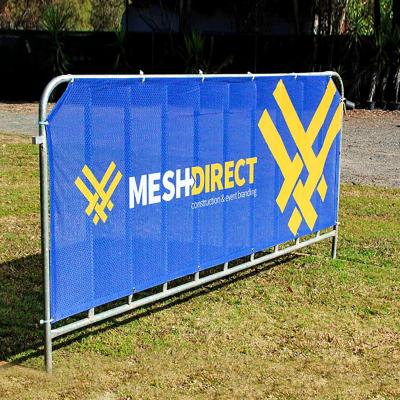 China Wind-resistant Weatherproof custom print logo event fence cover polyester fabric mesh banner for sale