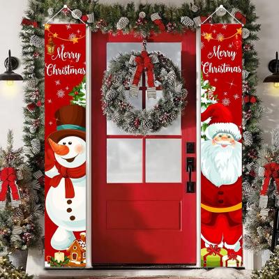 China Healthcare Institutes Custom hanging merry Christmas holiday door porch banner polyester flag banner for sale