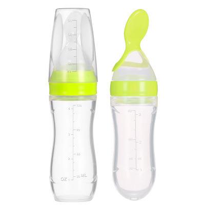 China High Quality Silicone Baby Toddler Bottle BPA Free Baby Milk Bottle BPA Food Grade Spoon Feeding Bottle for sale