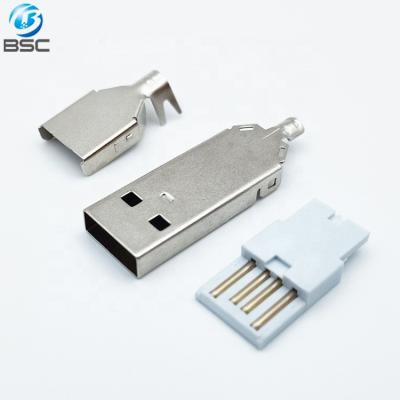 China USB Cable 4P Male USB A Connector Plug Solder Type With Shell For USB Data Cable USB Charging Cable for sale