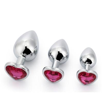 China Adult Super Huge Anal Plug Stainless Steel Beads Large Anal Plug Set Large Size Metal Diamond Butt Plug With Heart Jewelry Bell for sale