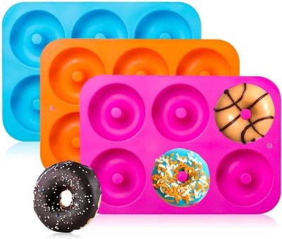 China Sustainable Hot Sale Food Grade Silicone 6 Hole Baking Pan Tools Donut Mold for sale