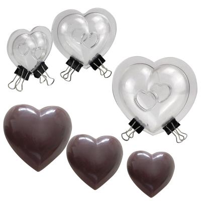 China 3 Type Viable Size Heart Shape Plastic Chocolate Mold For DIY Cake Decorating Polycarbonate Chocolate Mold Candy Baking Tool for sale