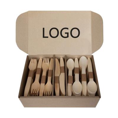 China 240 /300 Pack Birch Spoon Knife Fork Biodegradable Cutlery Biodegradable Disposable Restaurant Eco-Friendly Disposable Tableware for sale