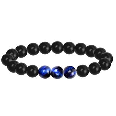 China Bracelet Men/Women Health Trace Elements 10mm Black Shining Agate Stone Beads Charm Bracelet for sale