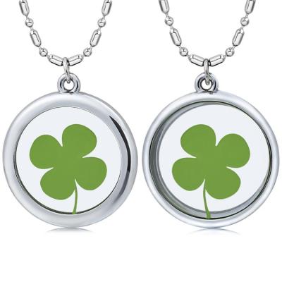 China High Quality Lucky BIO Energy Bio Pendant Four Clover Leaf Jewelry Stainless Steel Glass Chain Gift Box Health Care for sale