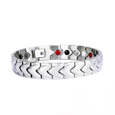 China Strong Health Care Energy 4 in 1 Silver Stainless Steel Bracelet for sale