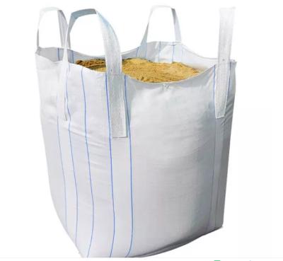 China 1000kg PP Flat Cross Corner Big Bag Breathable White Color Top Open Bottom Loops Loading High Quality For Sand for sale