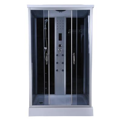 China Modern Black Color Rectangle Shower Room With Tempered Sliding Glass Door Prefab Bathroom Shower Enclosure for sale