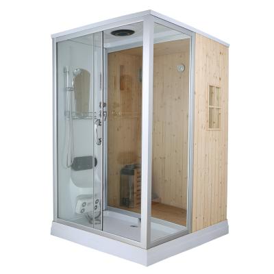 China 2020 Portable Wooden Computer Control Panel Bathroom Sauna Combination Sliding Glass Door Sauna Room for sale