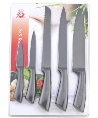 China Yangjiang Factory Cavity Viable Kitchen Knives Set Titanium Coating Stainless High Quality And Easy To Clean Set For Cooker Starter for sale