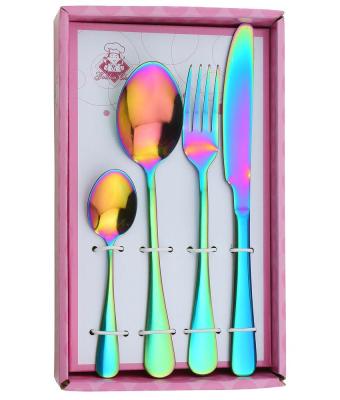 China Viable Titanium Color Coating All Stainless Steel Cutlery Gift Box Knife Fork Spoon for sale