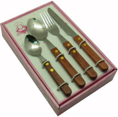 China Sustainable Yangjiang Factory, Stainless Steel Cutlery Set, Flatware, Spoon, Fork, Knife With Wooden Handle for sale