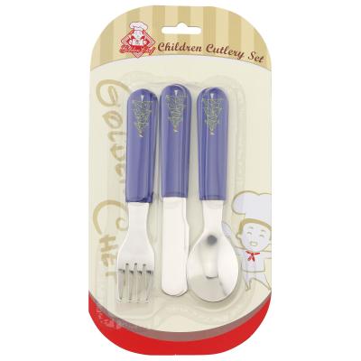 China Yangjiang Sustainable Factory, Set 3 Kids Cutlery Set, BPA Free. ABS handle for sale