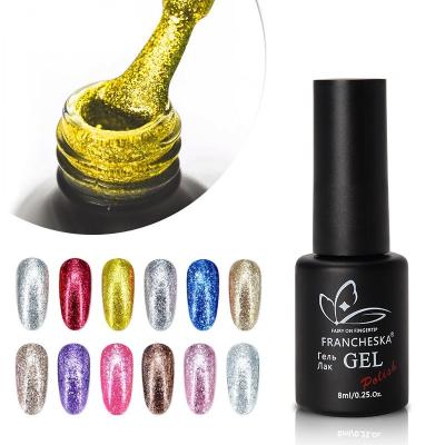 China Nail Art Beauty 2021 Shiny Color Glitter Gel Polish Soak Off Platinum UV Gel Polish LED Bottle for sale