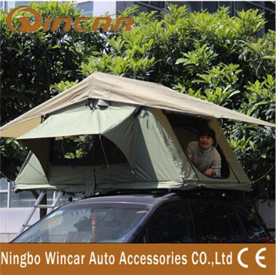 China 3 - 4 Person Canvas Sand outdoor camping Aluminum pole soft roof top campers for sale