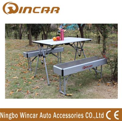 China Heavy Duty Aluminum Expandable Portable Camping Table With Bench for sale