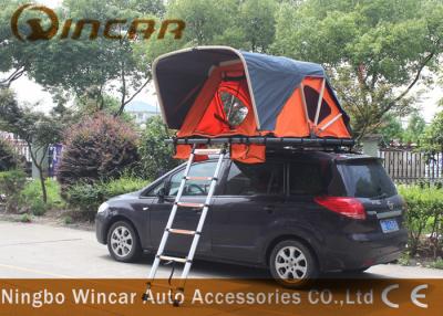 China Orange Color Rooftop Vehicle Tents Aluminum Frame With Ladder For Outdoor Camping for sale