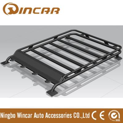 China 4x4 Roof Top Black Steel Luggage Rack With Light Brackets 130*105cm Size for sale