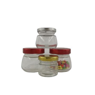 China Chinese Small Food Storage Gold Supplier Jars Containers Glass Bottles With Metal Gold Lid for sale