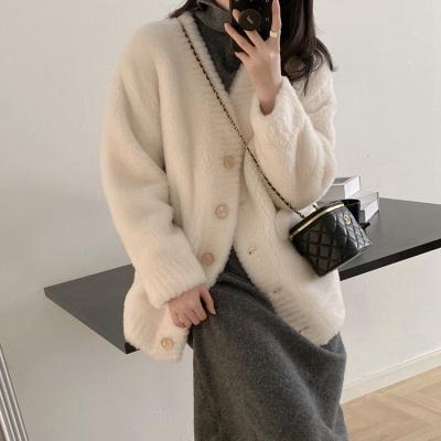 China Autumn and winter new grain sheep shearling coat women's lamb fur coat long for sale