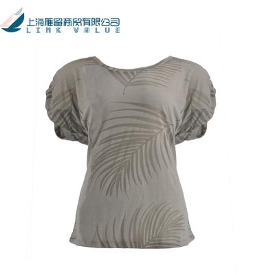 China Summer Solid Color High Quality Round Anti-pilling And Tops Ladies Short Sleeve Women's Breathable Blouse for sale