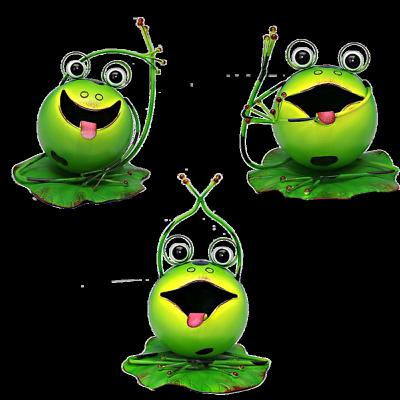 China Metal Craft Green Minimalist Indoor Outdoor Cute Yoga Frog Animal Statues For Home Garden Decoration for sale