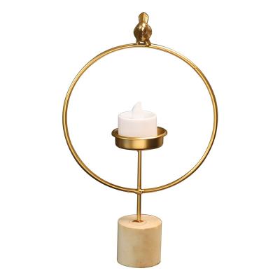 China Light Luxury Nordic Iron Bird Candle Holder Geometric Gold Stand for sale