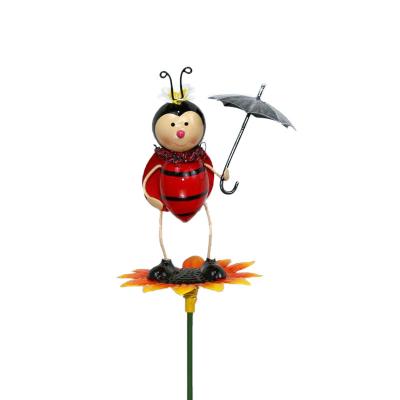 China Minimalist Outdoor Cute Metal Painted Insect Garden Stakes For Walkway Yard Lawn Decoration for sale