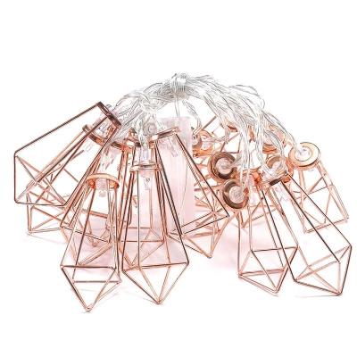 China Residential Metal Geometric Shapes Waterproof Wedding Indoor Home Decoration Led Copper String Wire Lights for sale