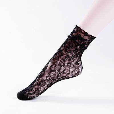 China QUICK DRY pretty fancy lace floral ruffle see girl striped sheer club fluffy crew socks with embroidery for women for sale