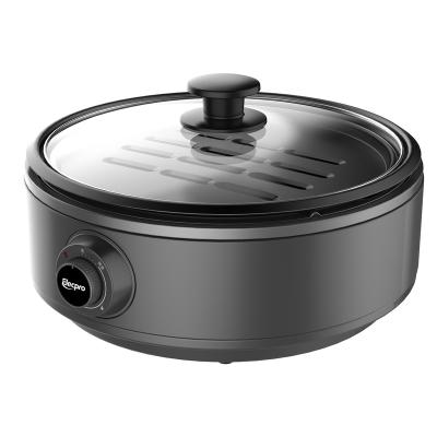 China Hot Selling Round Type Design Hotel Fast Heat 12inch Non Stick Electric Pan Grill Pot Liner Hot Pan 1000w for sale