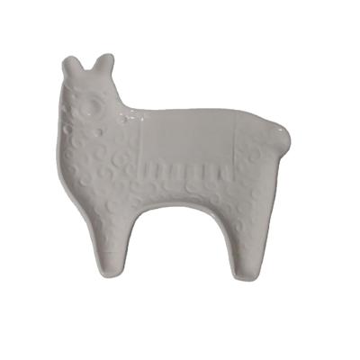 China Sustainable Pure White Llama Design Candy Dish And Round Butter Dish Dish OEM for sale