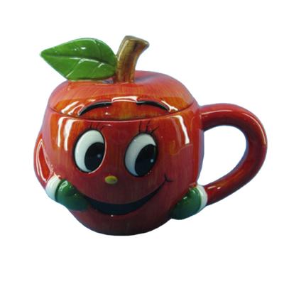 China Custom Red Viable Shape Cookie Jar Kitchen Food Storage Jar Ceramic Apple Jar for sale