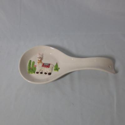 China Custom Christmas Painting Spoon Home Decoration White Soup Spoon Rests Viable for sale