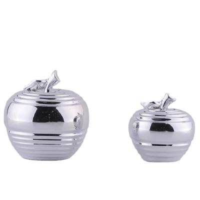 China Decorative Ceramic Europe Apple Silver Plated For Gift And Home Decoration; Ceramic Apple Home Decor for sale