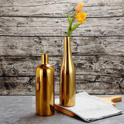 China Eco-Friendly Gold Plated Ceramic Vase Modern Home Decor Vase For Centerpieces , Custom Ceramic Vases For Decor for sale