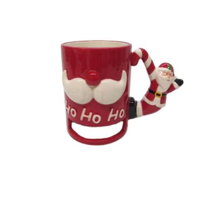 China Viable Christmas Santa Ceramic Mug, New Design Hand Painted Festival Holiday Party Decorative Mugs For 2021 for sale