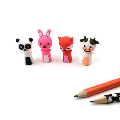 China Custom Design Silicone Pencil Toppers , Cute Cartoon Promotional Soft PVC Gifts for sale