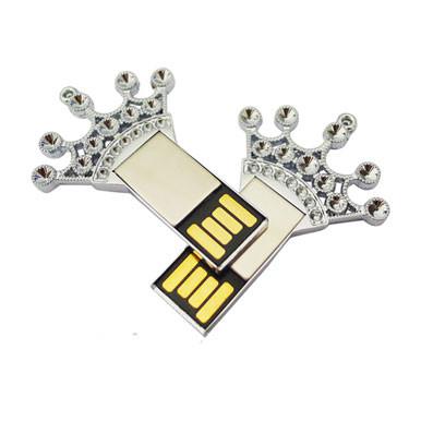 China Rhinestone Studded USB Flash Drive With Logo Printed Creative Crown Design for sale