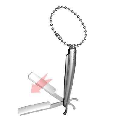 China Fashion Metal Straight Razor Charm / Straight Razor Keychain With Ball Chain for sale