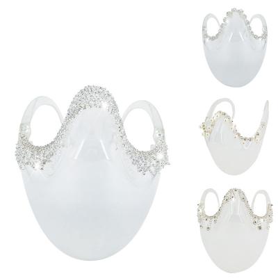 China Durable Rhinestone Bridal Party Bling Transparent Clear Plastic Wedding Face Mask for sale