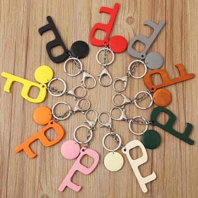 China Eco-Friendly Wooden Key Chain Security Door Touchless Key Key Tool Locks Key Chain No Touch Door Opener for sale