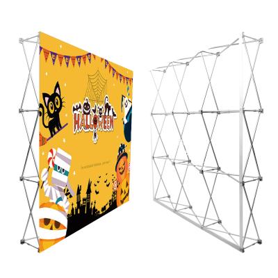 China Hot Selling Easy Assembly Premium Indoor Durable Pop Resistant Backdrop Corrugated Banner Display Stand for sale