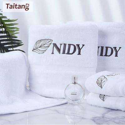 China Logo Hotel Spa Hand Face Bath Towels Bath Towel Set QUICK DRY Custom White Cotton for sale