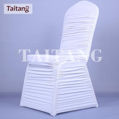 China Plain Factory Wholesale White Ruffled Colorful Fancy Wedding Chair Covers for sale