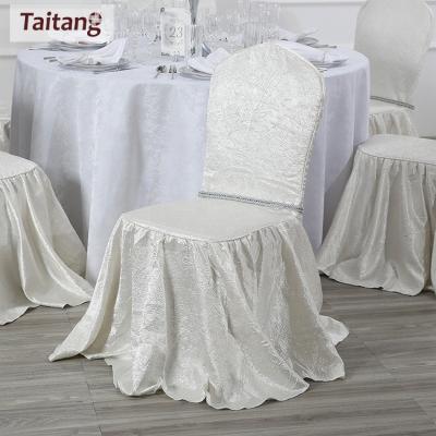 China Simple Cheap Wholesale Restaurant Stretch Polyester Elegant Ruffled Wedding Chair Covers for sale