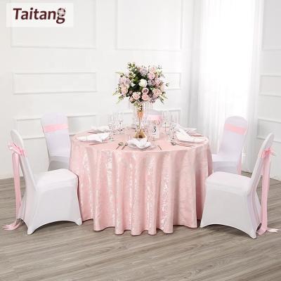 China Customized Taitang restaurant pink tablecloths outdoor banquet wedding linen elegant round tablecloth polyester for sale