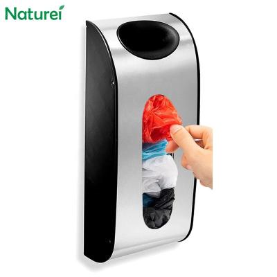 China Environmental Friendly Wall Mount Stainless Steel Plastic Bag Storage Organizer Convenient Plastic Bag Organizer for sale